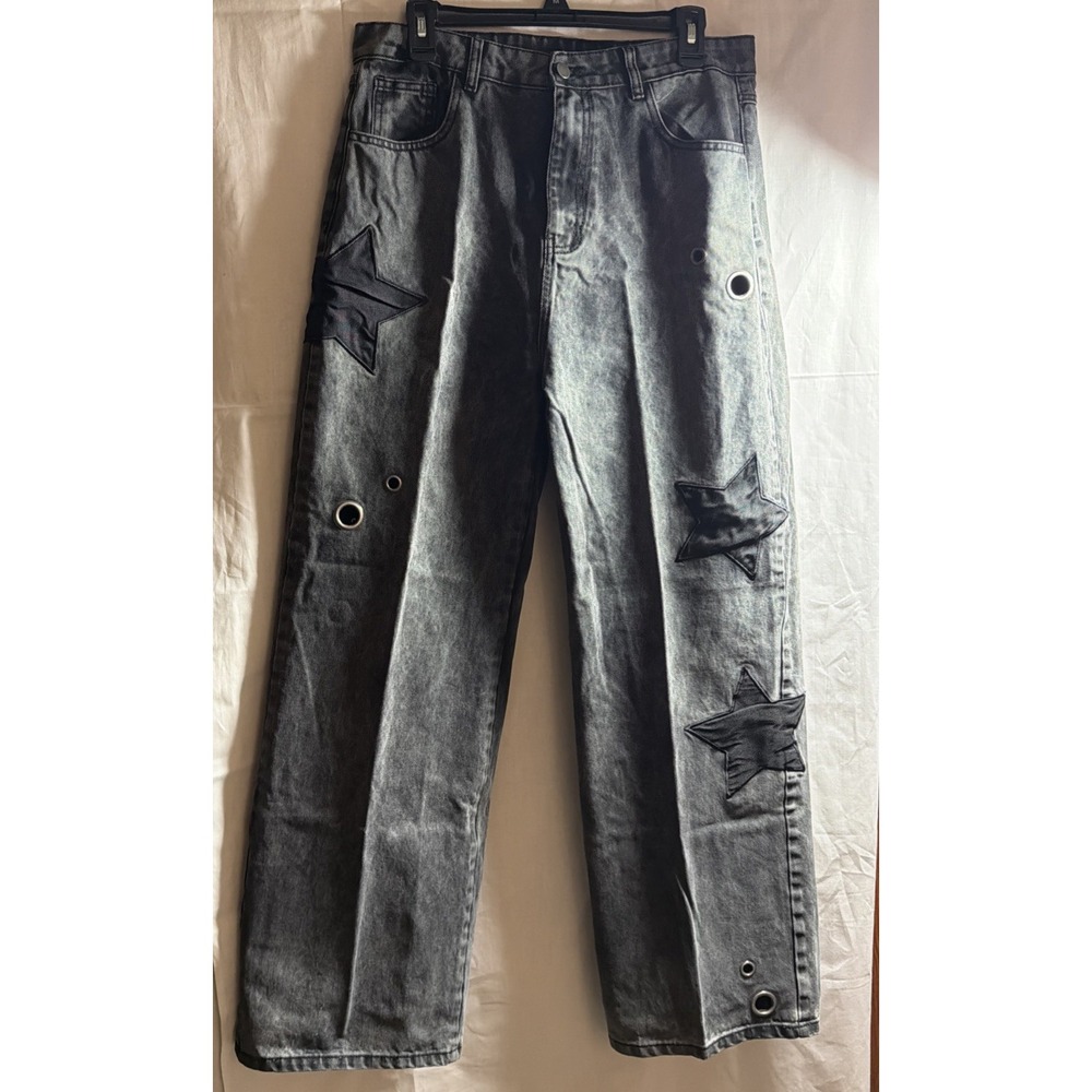 Daisy Street Jeans‎ Womens Black Stonewash Y2K Grunge Size 11 Wide Leg